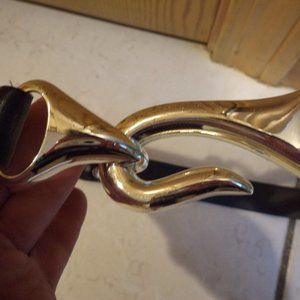 WOMEN'S CHICO'S GENUINE LEATHER BELT   - BLACK -  Made in USA -  Size: M/L